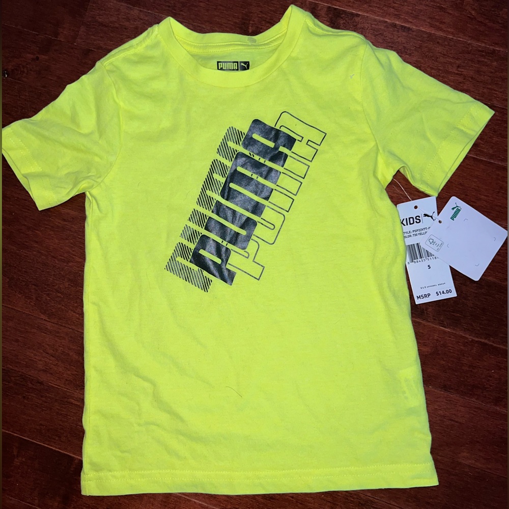 Neon Yellow Kids PUMA T-Shirt Baby Tee Boys